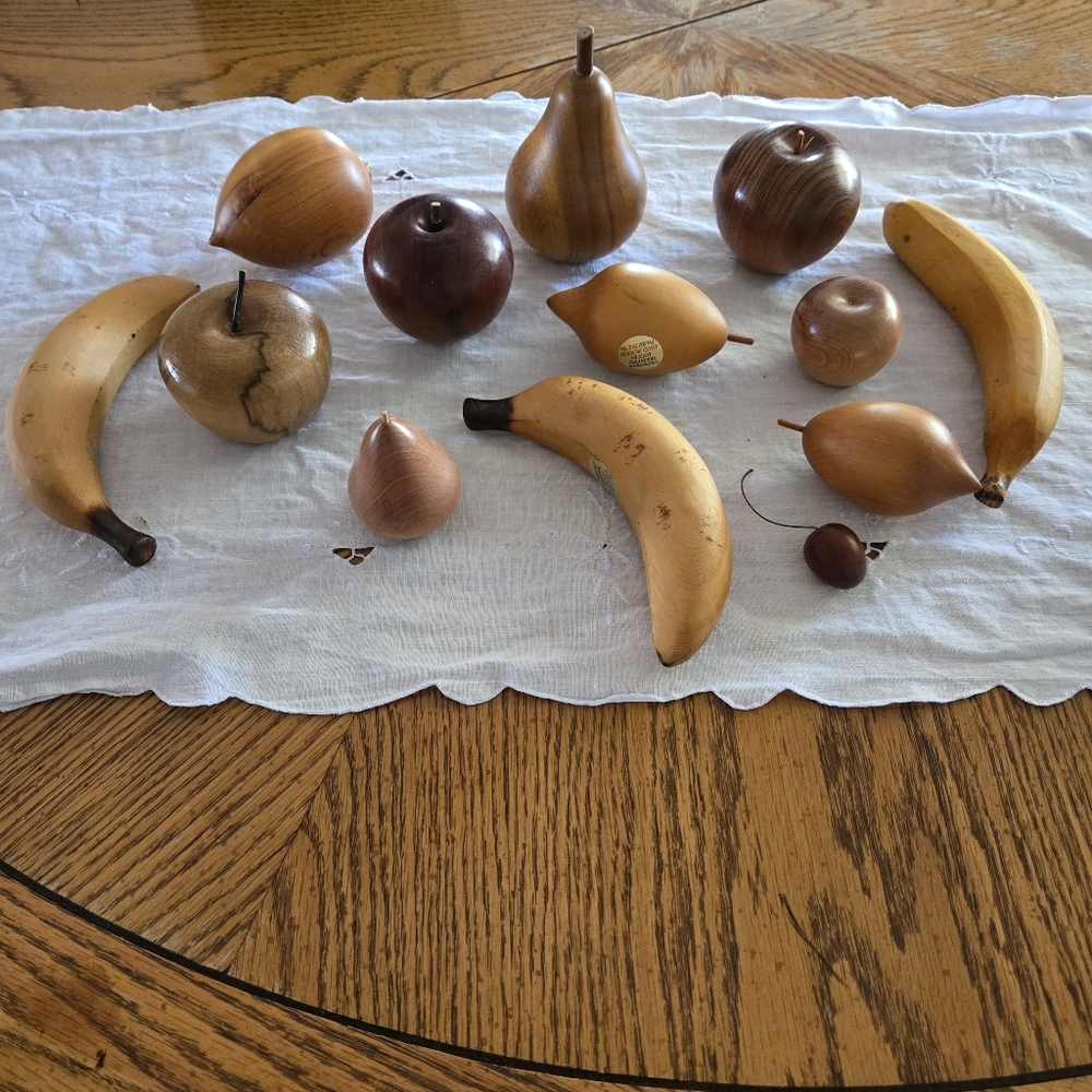 Wooden Fruit Decor Set - Natural Colors